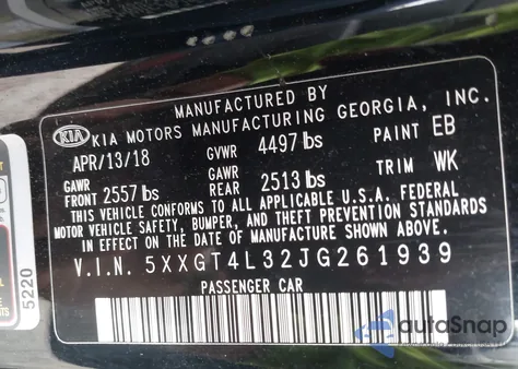 2018 Kia Optima Lx from USA, damaged, VIN 5XXGT4L32JG261939